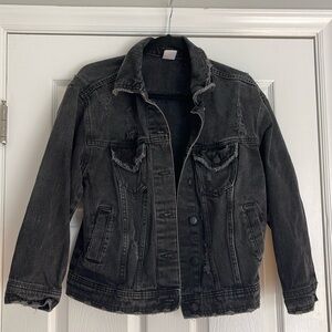 Distressed Black Denim Jacket